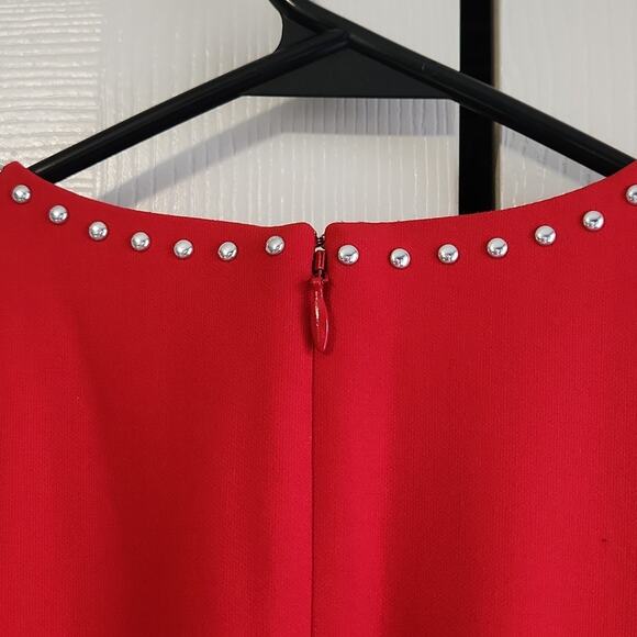 Likely Women's Red Studded Sleeveless Manhattan Bodycon Mini Dress Size 2 - Picture 5 of 11